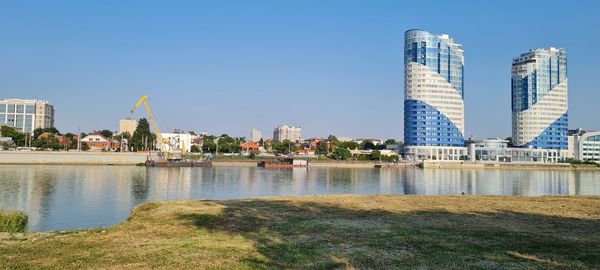 Buildings in city at waterfront