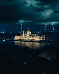 View of illuminated city at night