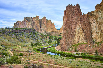 Low angle view of rock formations