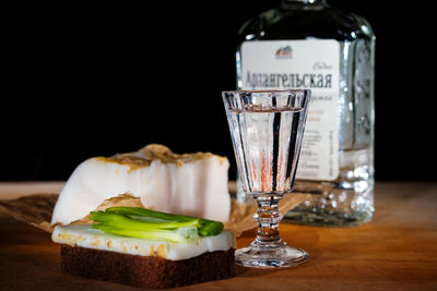 Close-up of drink served on table