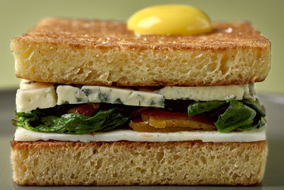 Close-up of burger on plate