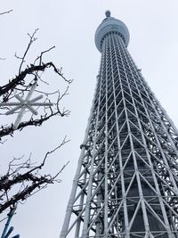 Low angle view of eiffel tower against clear sky