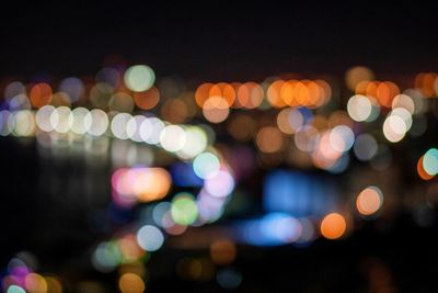 Defocused image of illuminated lights at night