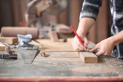 Man working on table