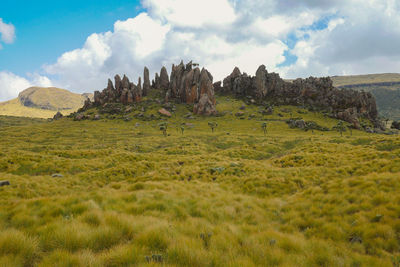 Rock formations against sky at the ol doinyo lesatima dragons teeth in the aberdares, kenya