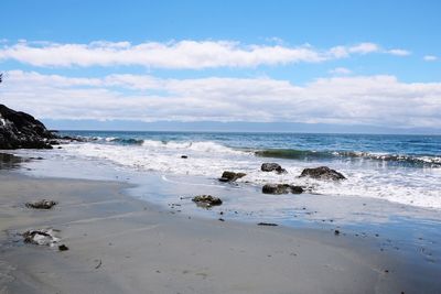 Scenic view of beach against sky