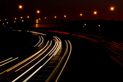 Light trails on highway at night