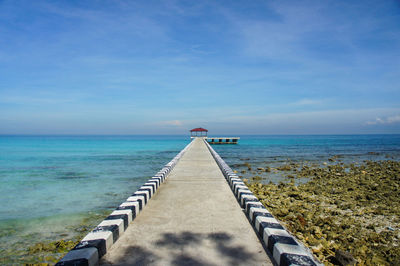 Scenic view of sea against blue sky