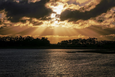 Scenic view of sea against sky during sunset