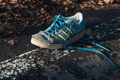 High angle view of shoes on ground