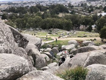 Panoramic shot of rocks on land