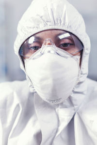 Close-up of woman wearing mask