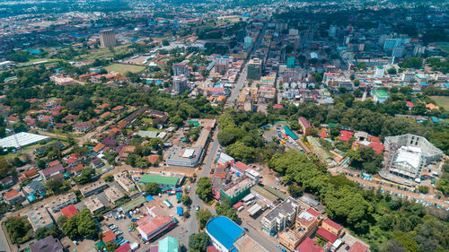 Aerial view of the city of arusha, tanzania