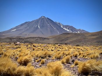 Scenic view of mountains against clear sky