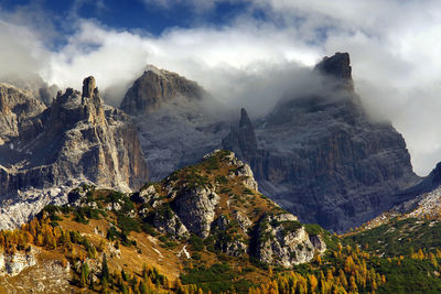 Panoramic view of rocky mountains against sky