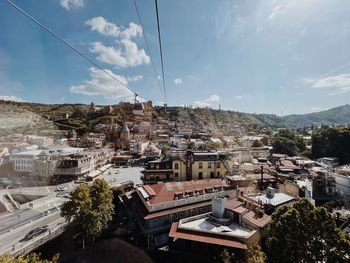 High angle view of townscape against sky