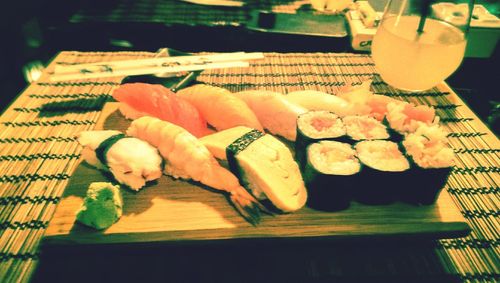 Close-up of food on table