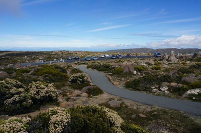 High angle view of landscape against sky