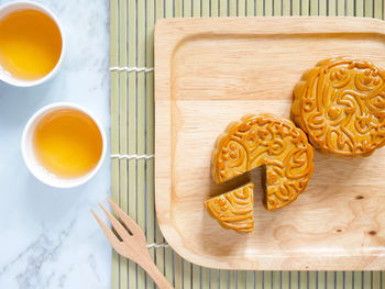 High angle view of food on table