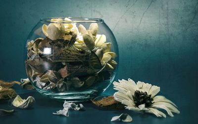 Close-up of flowers on table