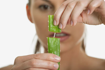 Close-up of woman holding ice cream