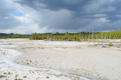 Scenic view of land against sky