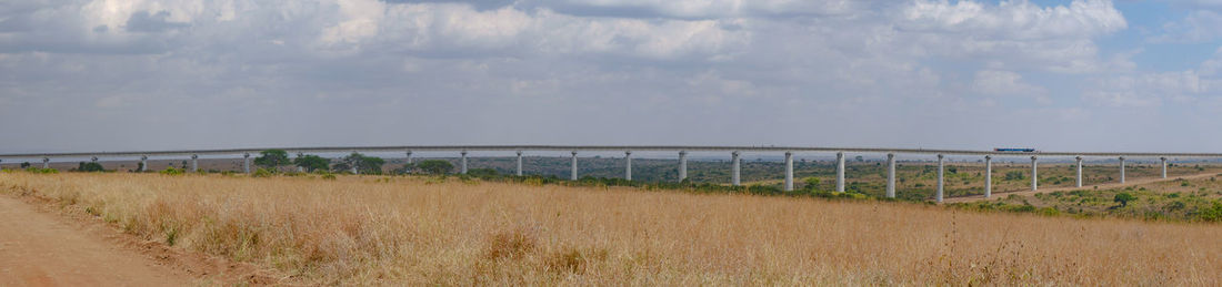 Panoramic view of field against sky