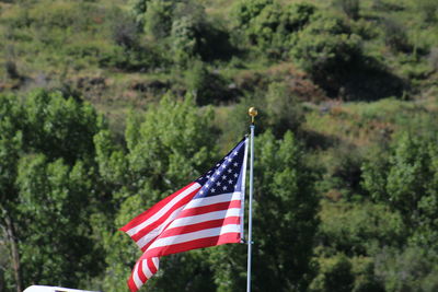 Low angle view of american flag