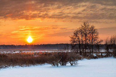 Scenic view of landscape against sky during sunset