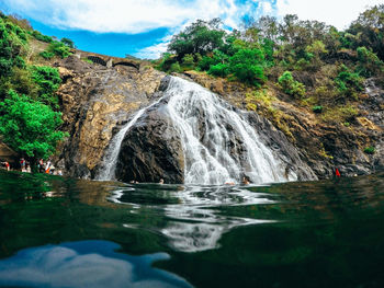 Scenic view of waterfall