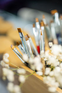 Close-up of paintbrushes