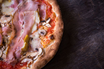 Close-up of pizza on table