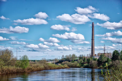 View of river against cloudy sky