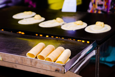 High angle view of food on table