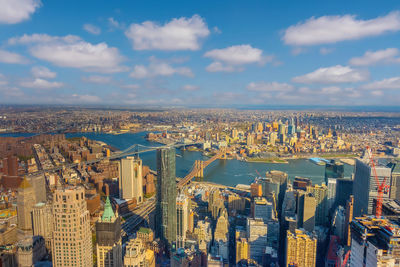 High angle view of cityscape against sky