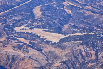 Aerial view of arid landscape