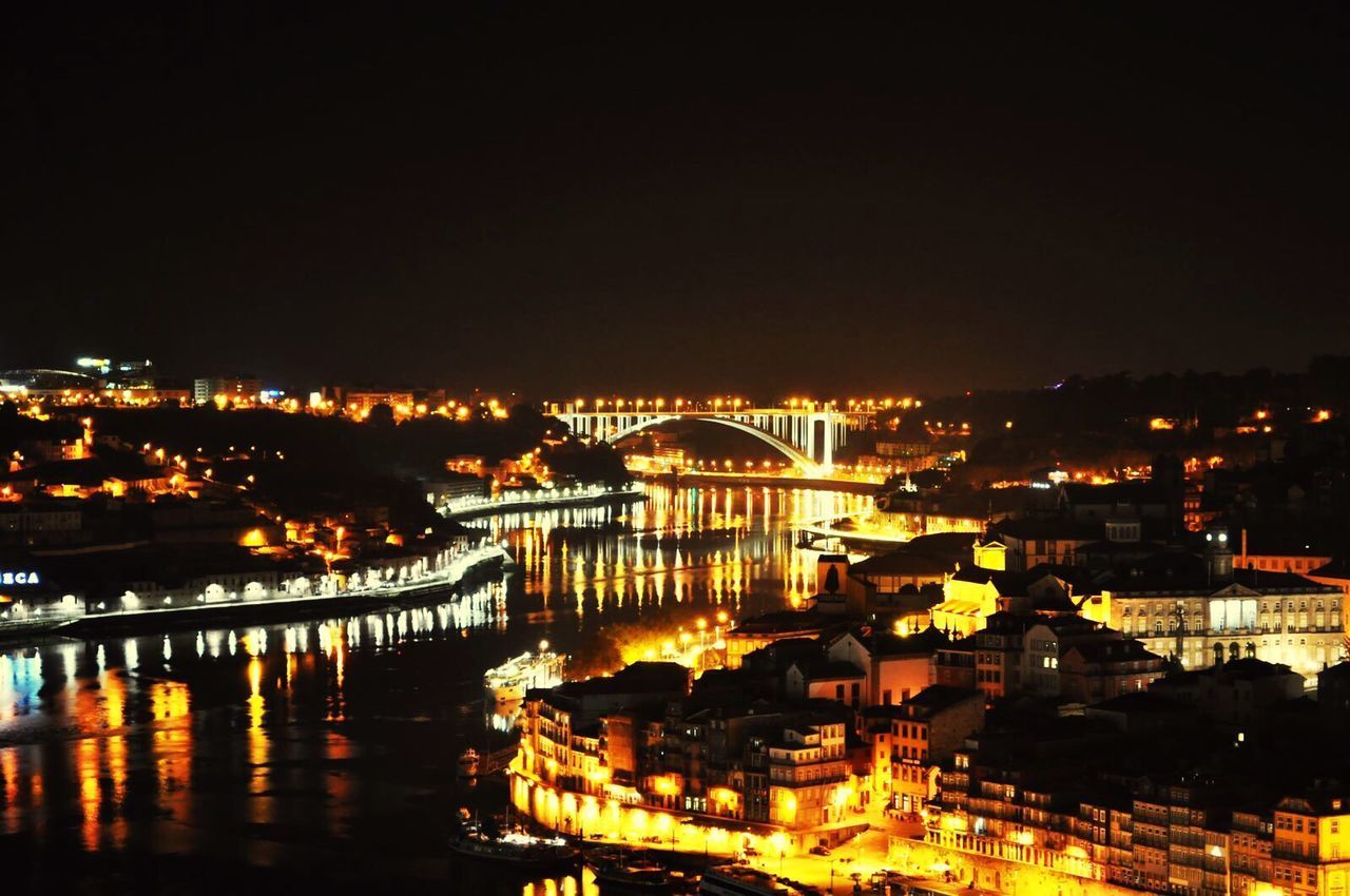 HIGH ANGLE VIEW OF ILLUMINATED CITYSCAPE AT NIGHT