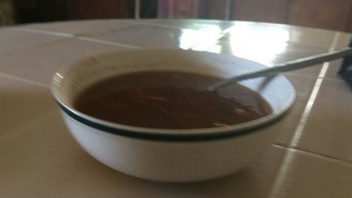 Close-up of tea cup on table