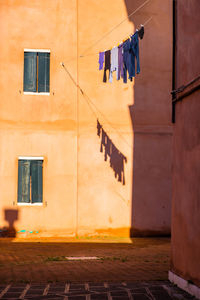 Clothes drying outside building