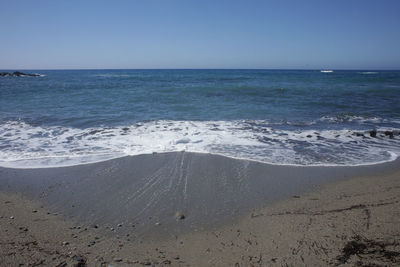 Scenic view of sea against clear sky