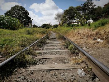 View of railroad tracks against sky