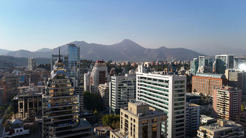Cityscape against clear sky