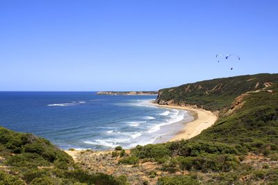 Scenic view of sea against clear sky