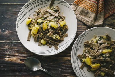 Typical pasta pizzoccheri alla valtellinese, from valtellina, it