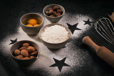 High angle view of food on table