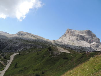 Scenic view of landscape and mountains against sky