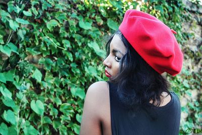 Young woman wearing hat