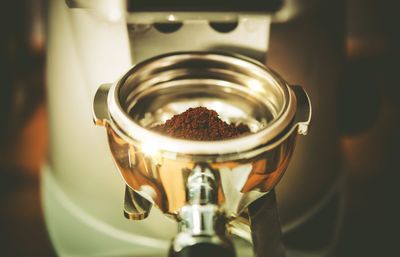 Close-up of coffee in coffee maker