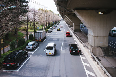 Road passing through city