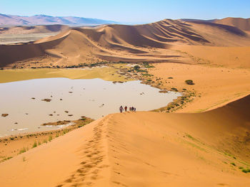 Scenic view of lake at desert